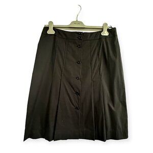 Prada Black light weight button front pleated‎ skirt.  size 46 Italian/ L